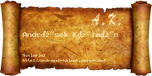 Andrásek Kálmán névjegykártya