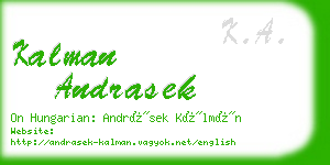 kalman andrasek business card